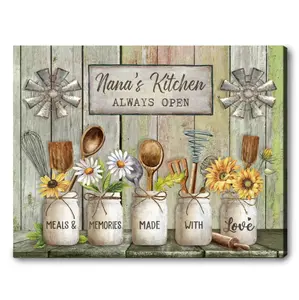 Personalized Nana’s Kitchen Farmhouse Canvas Wall Art – Custom Grandparent Family Names Tree, Mother’s Day Home Decor, Rustic Farmhouse Style, Grandma Meaningful Gift from Grandkids,