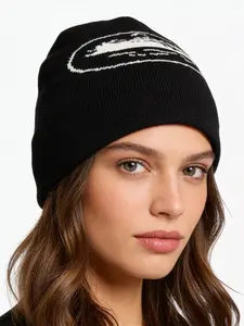 American Vintage Boat Stitch Knit Beanie, Double Layer Thick Wool Blend, Fall & Winter Street Style Warm Versatile Hat