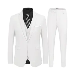 Men's Suits 3 Piece Slim Fit Suit Set One Button Jacket Blazer Vest Pants Set Wedding Formal Prom Tuxedo Suits