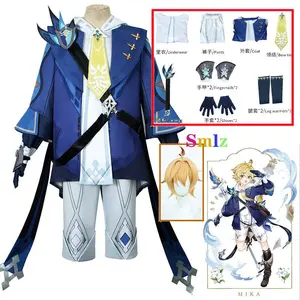 Mika Cosplay Anime  Impact Cosplay Costumes Mika Schmidt Cosplay Uniforms Clothes Suits Blue Outfits Coats Jackets