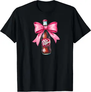 100% Cotton DR. PEP. Soda Lover Bow Coquette Trendy Aesthetic T-Shirt