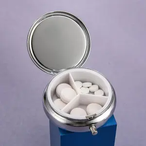 Metal Pill Box, Portable Travel Pill Splitter, Pill Case Container for Medicines, Home Organizer for Travel, Outdoor, Office, School, Healthcare, Supplement Organizer