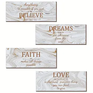 4-Piece Inspirational Wall Art Set, & Decorative Signs, Personalized Bathroom Decoration, Living Room Accent Pieces