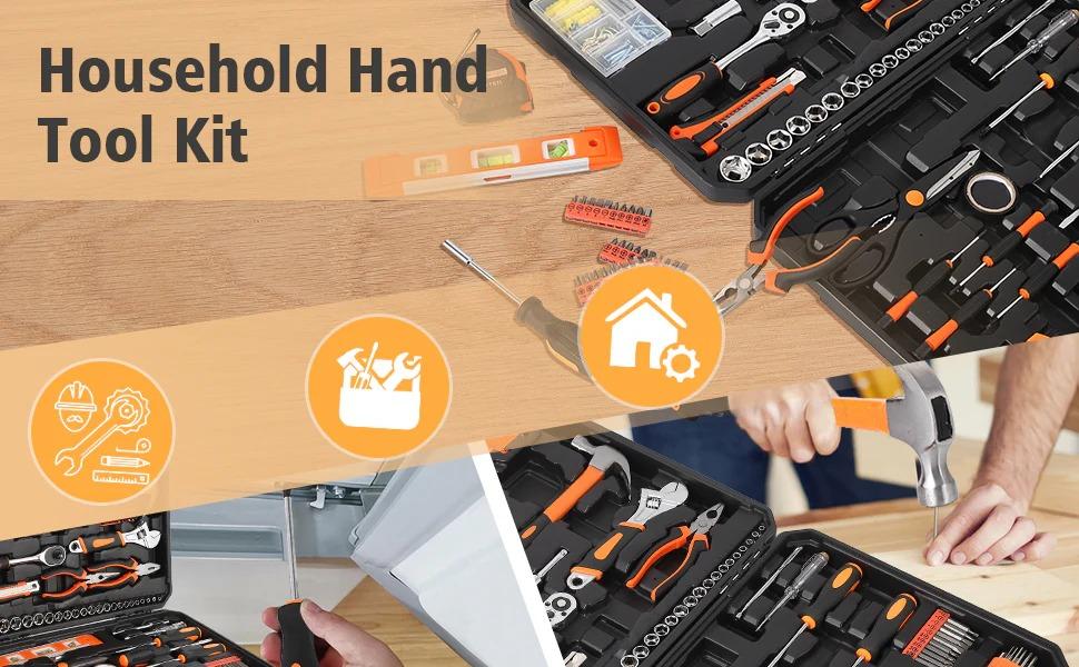 [TOP RATED - FLASH SALE] Garvee 247PCS Household Tool Set with Storage Case, 247 Essential Tools, Soft-Grip Handles, Premium Steel, Dirt-Resistant Case, Portable, Home Repair