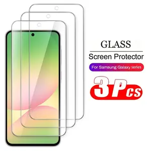 3Pcs 9H Screen Protector for Samsung A56 A17 A37 A57 S25 FE Anti-scratch Easy Install Mobile Phone Tempered Glass for Galaxy A12 A13 A14 A15 A16 A21 A21s A24 A25 A26 A32 5g A34 A35 A36 A53 A54 A55 A71 S24fe