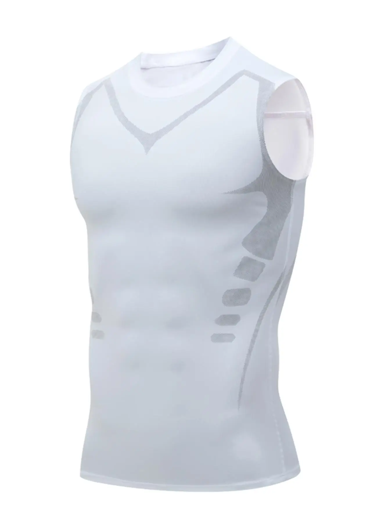 Men's Graphic Round Neck Sleeveless Shapewear Top, High Stretch Breathable Shaper Tank Top, Men Shapewear Top for Outdoor Daily Workout, Activewear