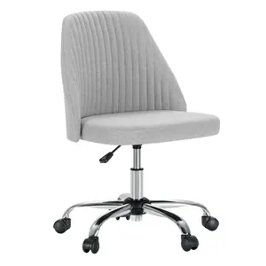 Sweet Furniture F Armless Office Chair Cute Desk Chair, Modern Fabric Home Office Desk Chairs with Wheels Adjustable Swivel Task Computer Vanity Chair for Small Spaces