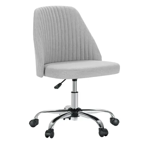 Sweetcrispy Modern Armless Ergonomic Computer Chair - Durable Sturdy Frame, Curved Backrest Design, Adjustable Height, 360° Spin Swivel Wheels, Single Seat, Easy Assembly, Ideal for Small Spaces Home Office Use
