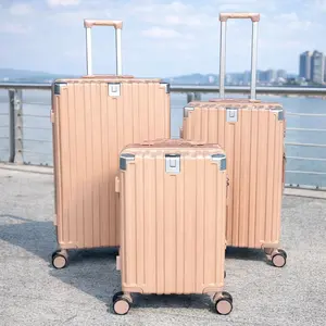 Pink 3-Piece ABS Hardside Luggage Set - 20" 24" 28" TSA Lock, Moulded Corners, 4 Spinner Wheels, Trolley Travel Cases for Carry On, Check-in Business Trips