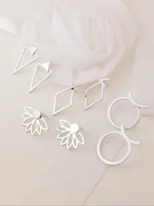 Mixed Geometric Design Ear Jacket, 2024 New Style Fashionable Jewelry for Women, Fashion Accessory for Party, Daily Clothing Decor, Trendy All-match & Exquisite Jewelry for Birthday Gift