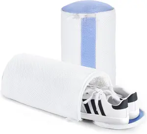 2Pcs Shoe Washing Machine Bags, Laundry Shoes Bag for Washer & Dryer, Reusable Shoe Cleaning Bag Fluffy Fiber Inside, Sneaker Tennis Laundry Bags for All Shoes, Large Size, 7 x 13 Inches
