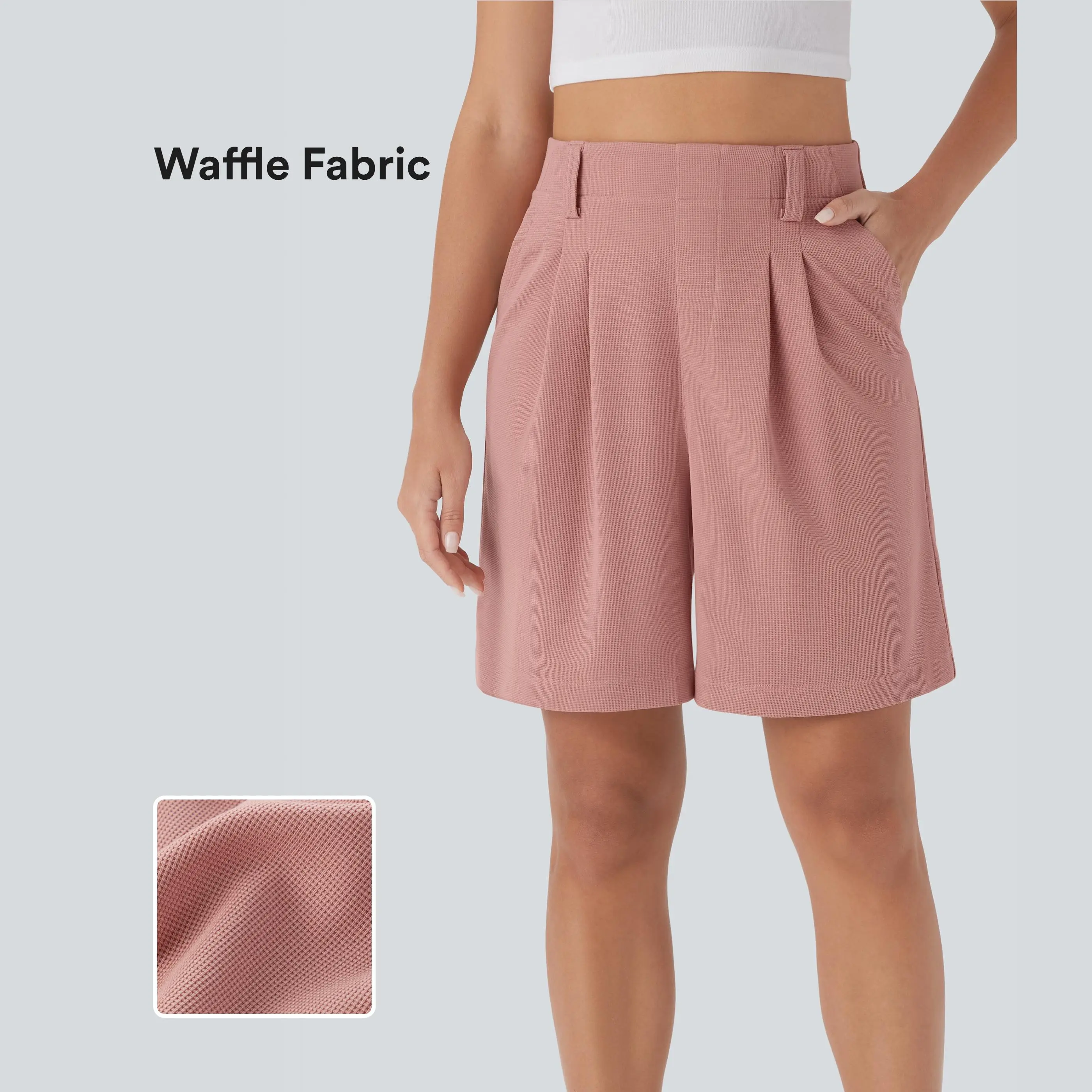 【Creator’s Pick】Halara High Waisted Side Pocket Waffle Casual Bermuda Shorts