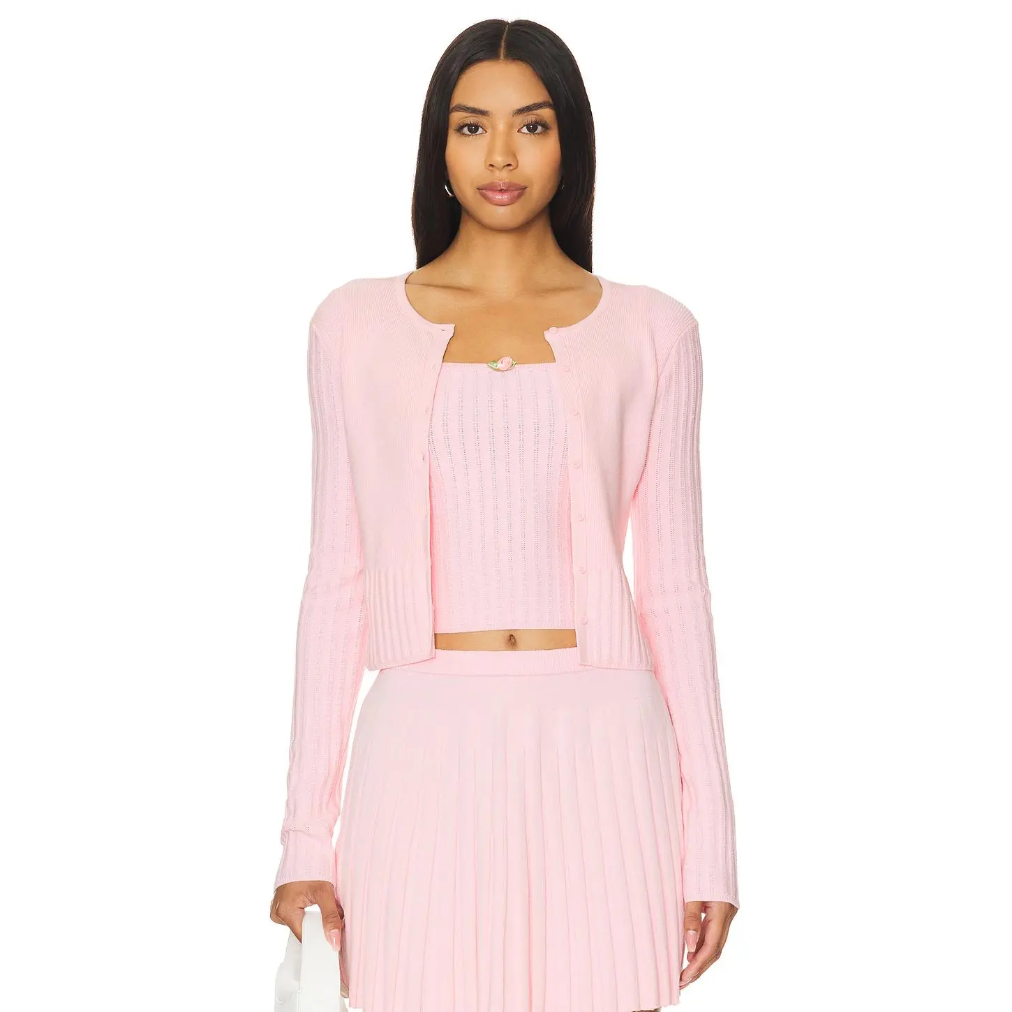MAJORELLE Lenda Cardigan in Baby Pink