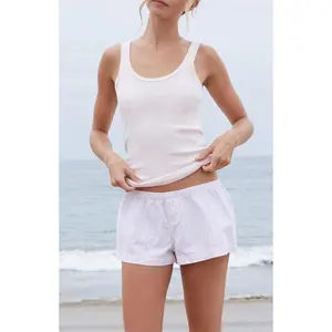 John Galt Women's Pink & White Kiera Pajama Boxer Shorts