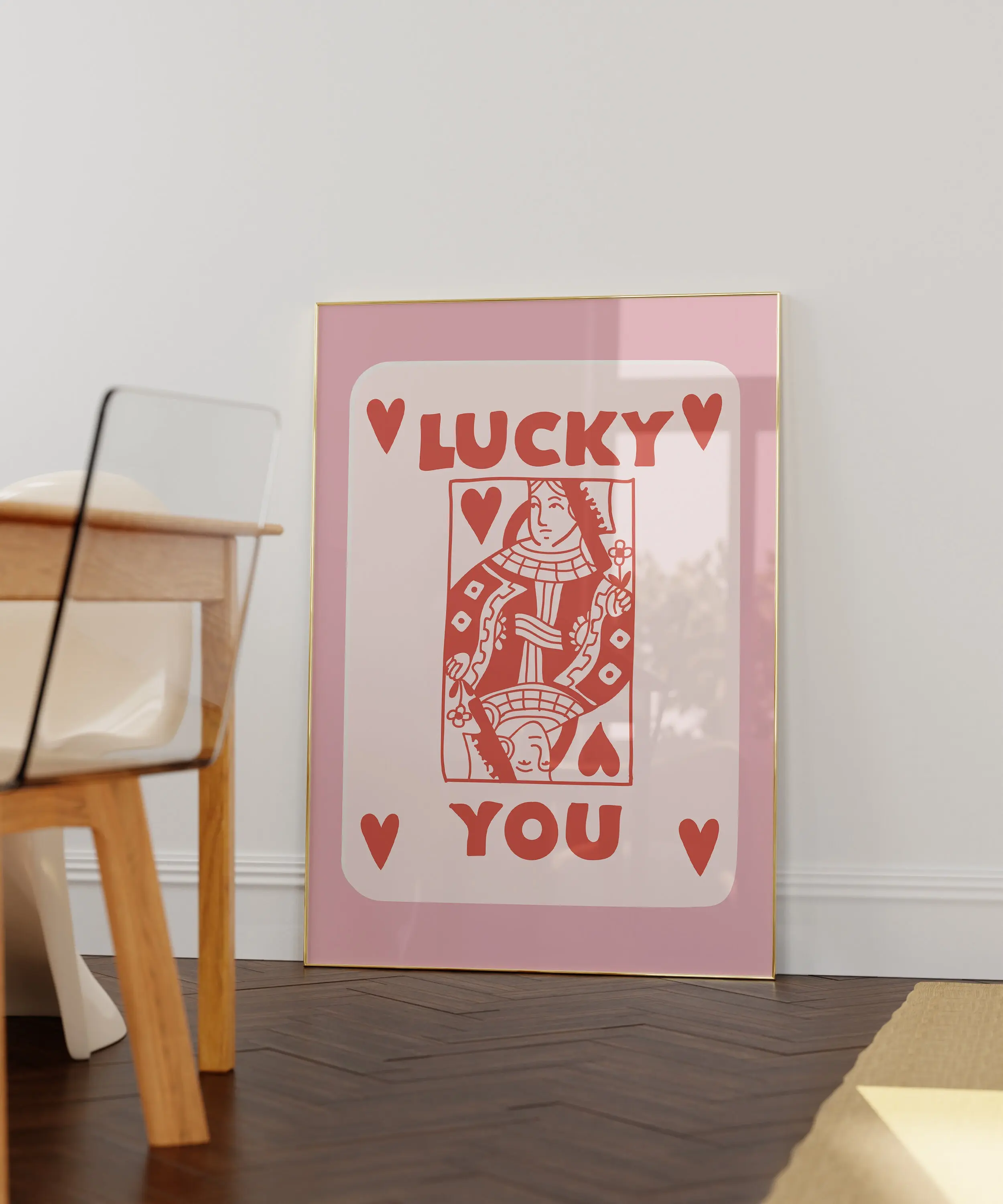 Lucky You Poster Playing Card Print, Bedroom Dorm Poster, Trendy Retro Wall Art, Quote Print, Ace Of Hearts Poster Prints No Framed, Gifts For Men, Wall Art Decor, Wall Art Home Decor, Wall Posters