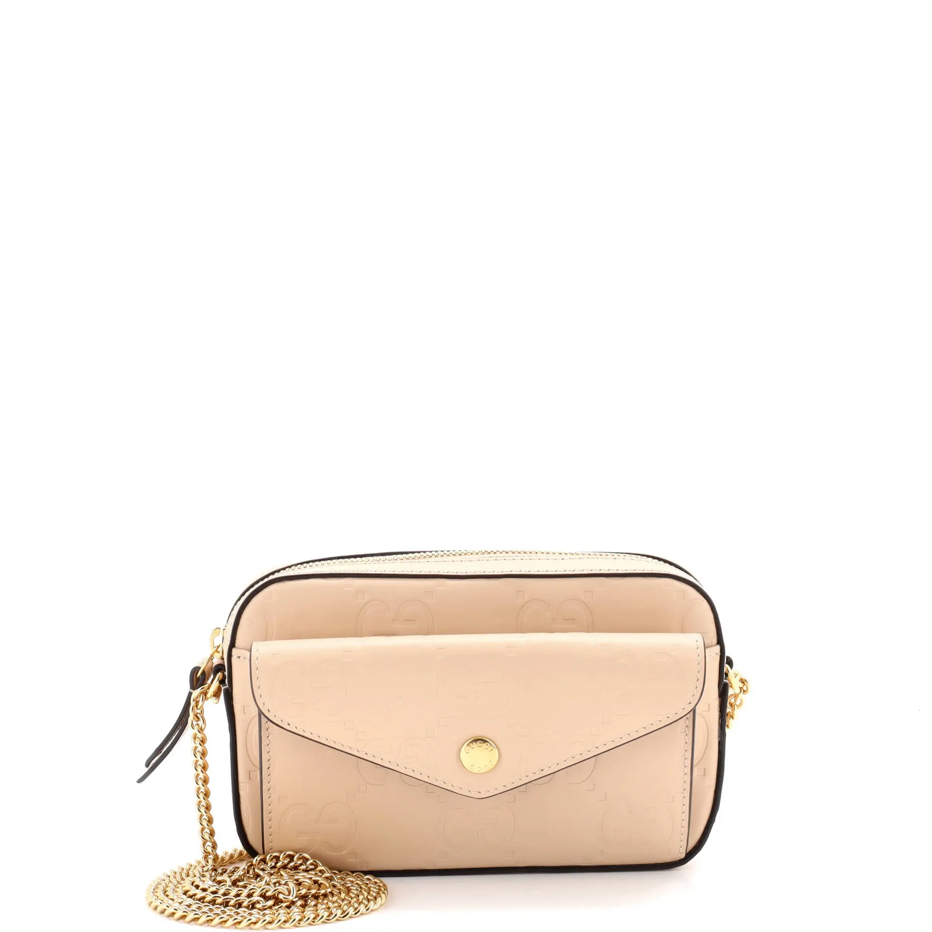 Pre-owned GUCCI material Messenger Bags Front Pocket Chain Shoulder Bag Jumbo GG Embossed Leather Super Mini by Rebag