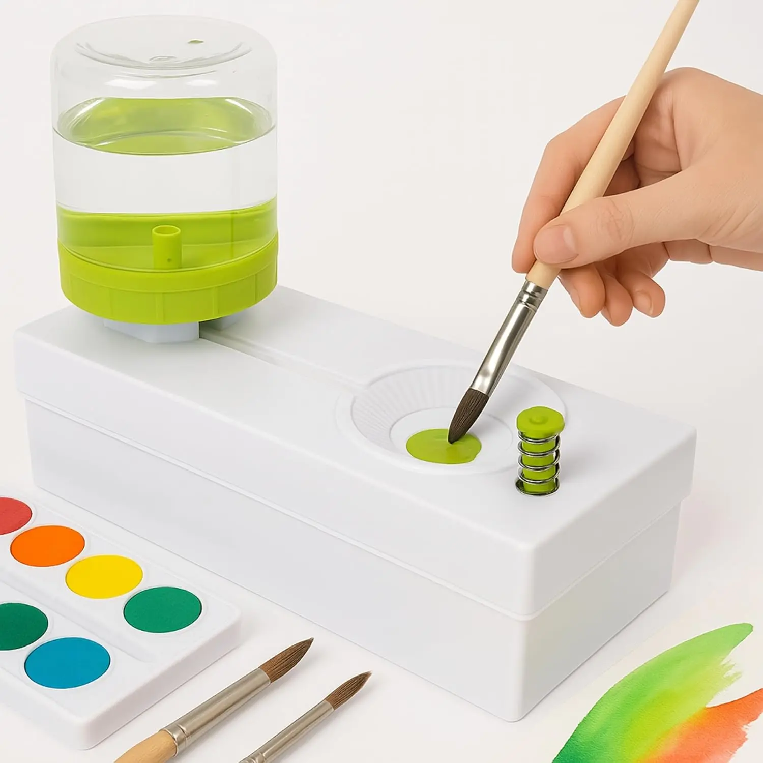 Paint Brushes Cleaner, Painting Station Supplies for Kids, Paint brush Cleaner Tool with Palette, Rinser for Acrylic Paint, Drawing and Art Supplies