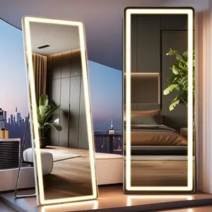 71"x26" Full Length Mirror with LED Lights, Free Standing Floor Mirror, Lighted Full Body Mirror, Wall Mounted Mirror, Dimming & 3 Color Lighting for Bedroom, Living Room  Full Length Mirror with Lights, 71" x 26" LED Floor Mirror, Full Body Dressing Stan