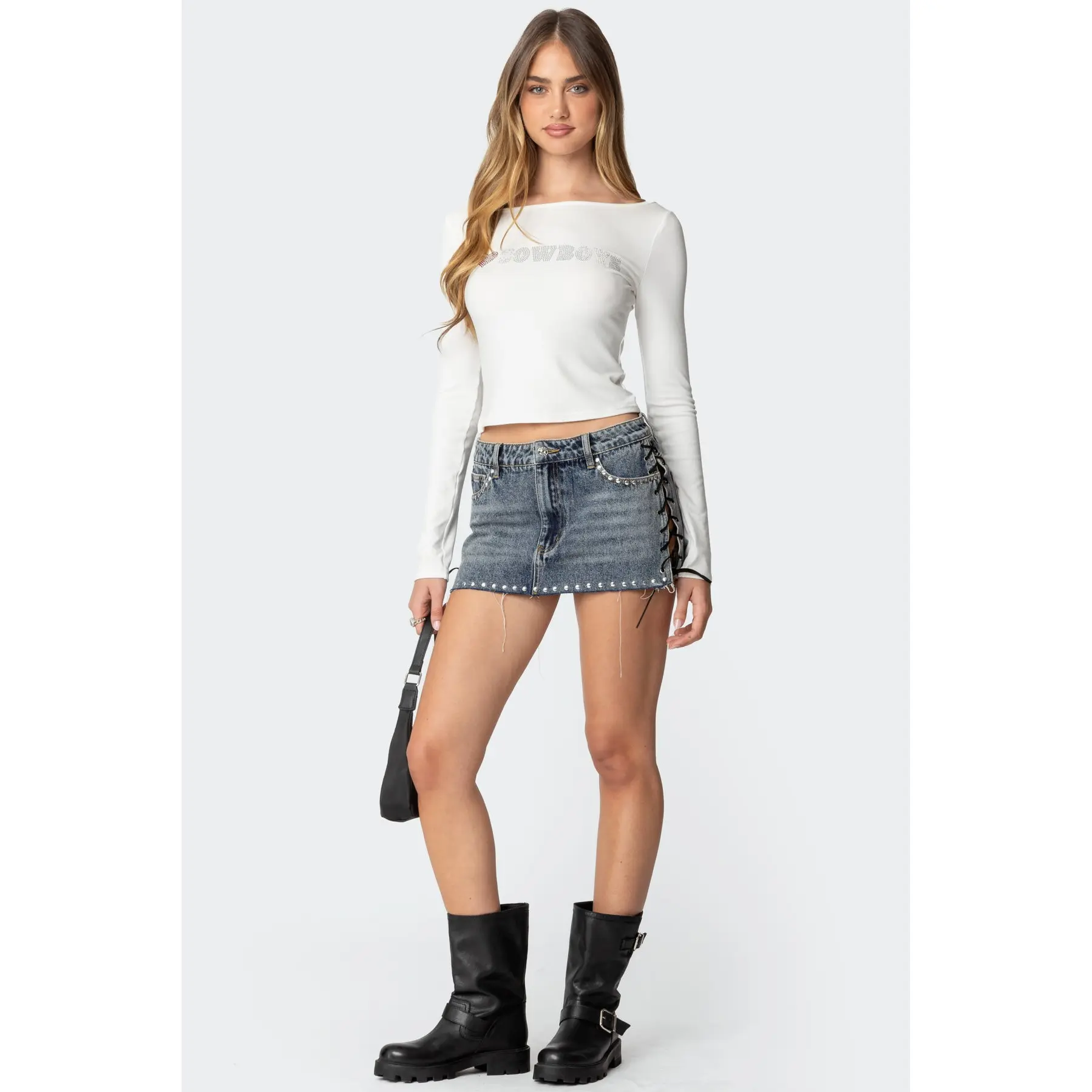 Casey Lace Up Denim Mini Skirt Casey Lace Up Denim Mini Skirt