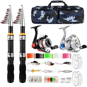 Telescopic Fishing Rod Reel Combo 2 count 6.89FT Collapsible Fishing Pole Spinning Reel Lures Accessories with Fishing Bag Portable Fishing Rod Kit for Saltwater Freshwater Travel Fishermen