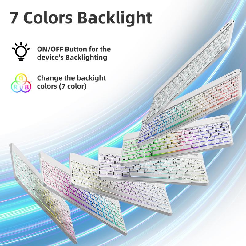 Compact & Portable Multicolor Keyboard & Mouse Set, Slim Wireless Bluetooth Keyboard, Ideal for iPad, Tablet, Laptop | Office & Home Use