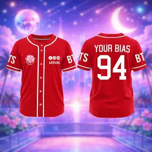 Custom Kpop Inspired Baseball Jersey – ARMY Style Concert Outfit 2026 – Personalized Name & Number – Unisex Streetwear Fan Gift