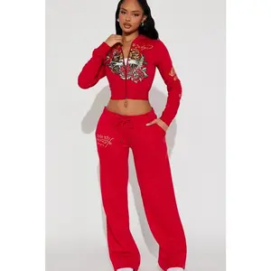 Ed Hardy Tiger Pant Set - Red F