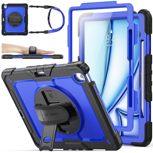 Stock Case for iPad Air 8 7 6-11/13 inch M4 2026/iPad(A19) 12th/(A16) 11th 2025/10th Generation Case/mini 7 (A17 Pro)/6/iPad Pro 11/13 inch M5-M4 2024 Shockproof Heavy Duty Case with Screen Protector Pencil Holder Rotating Stand Hand Strap Shoulder Strap