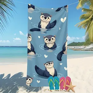1 Luxury Superfine Fiber Bath Towel with Adorable Otter Design - Super Absorbent, Portable, Lightweight, Quick Drying, a Comfortable Choice for Travel, Yoga, Swimming, and After Bathing, Combining Durability and Softness in Design