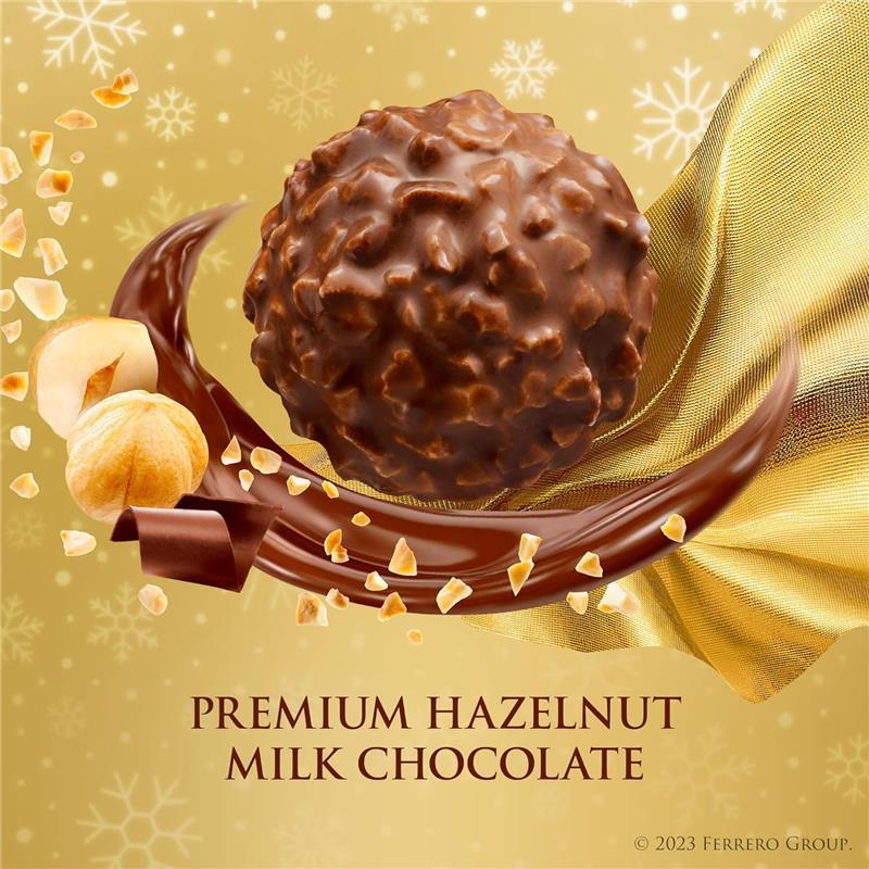 Ferrero Rocher, 48 Count, Premium Gourmet Milk Chocolate Hazelnut Holiday Gift Box, 21.2 Oz Snack Bonbon Dessert Creamy Ferrero Rocher