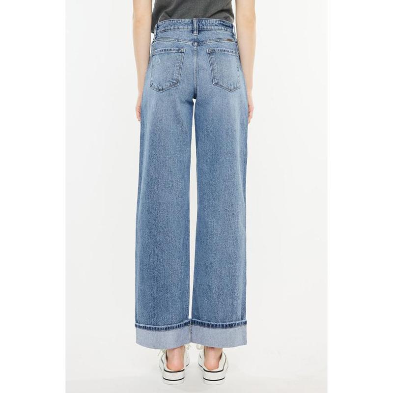 KANCAN - Kolbie Women's Denim High Rise Cuffed Wide