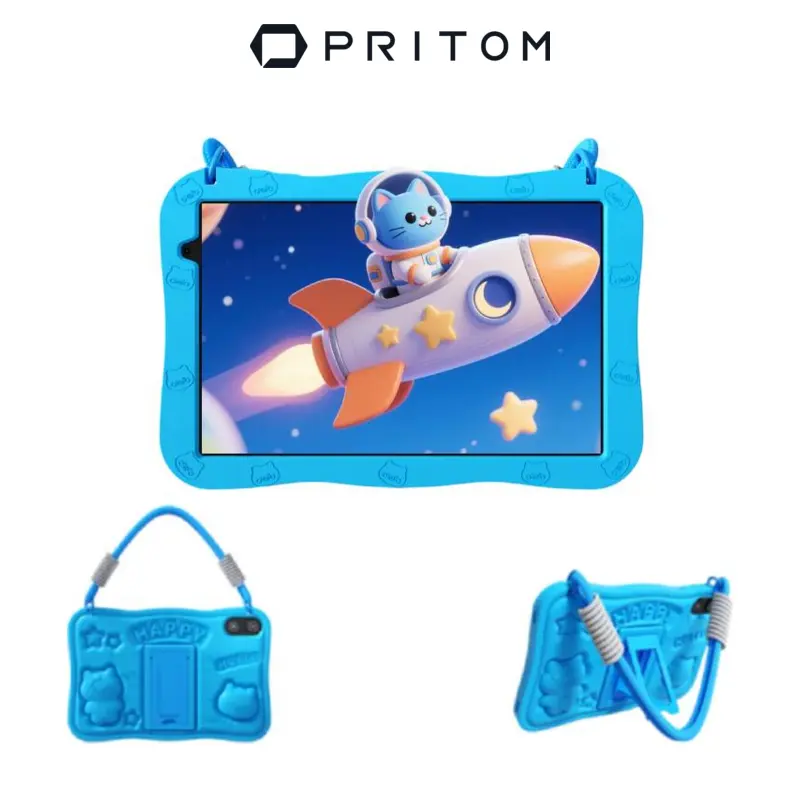 [Stock Up] PRITOM Kids Learning Tablet 10 inch Android 16 Tablet with WiFi 6 8GB RAM 32GB Storage 6000mAh Battery Dual Camera Educational Apps Animal Flash Cards Parental Control Protective Silicone Case Perfect Gift for Boys and Girls Backtoschool