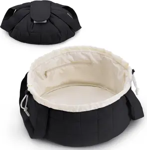 Drawstring Makeup Bag Large Travel Makeup Bag,Portable Large Capacity Cosmetic Bag Toiletry Organizer for Travel Accessories Make Up Essentials,Gifts (Black)