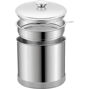 1.2L Steel Bacon Grease Saver Container, Kitchen Utensil with Fine Mesh Strainer, Non-Slip Silicone Base, Cooking Oil Keeper for Fat Storage & Filtering in the Kitchen