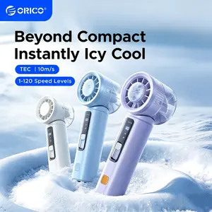 ORICO Handheld High Speed Fan, Portable Fan with Ice Cooler, 120 Speed Powerful Turbo Personal Cooling Fan, 3000mAh Battery Operated, Up to 9 Working Hours, Small Pocket for Travel, Outdoor, Makeup, Summer FathersDay Gift - mFan