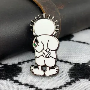 Free Palestine Handala Hard Enamel Lapel Pin with Secure Double Rubber Backings