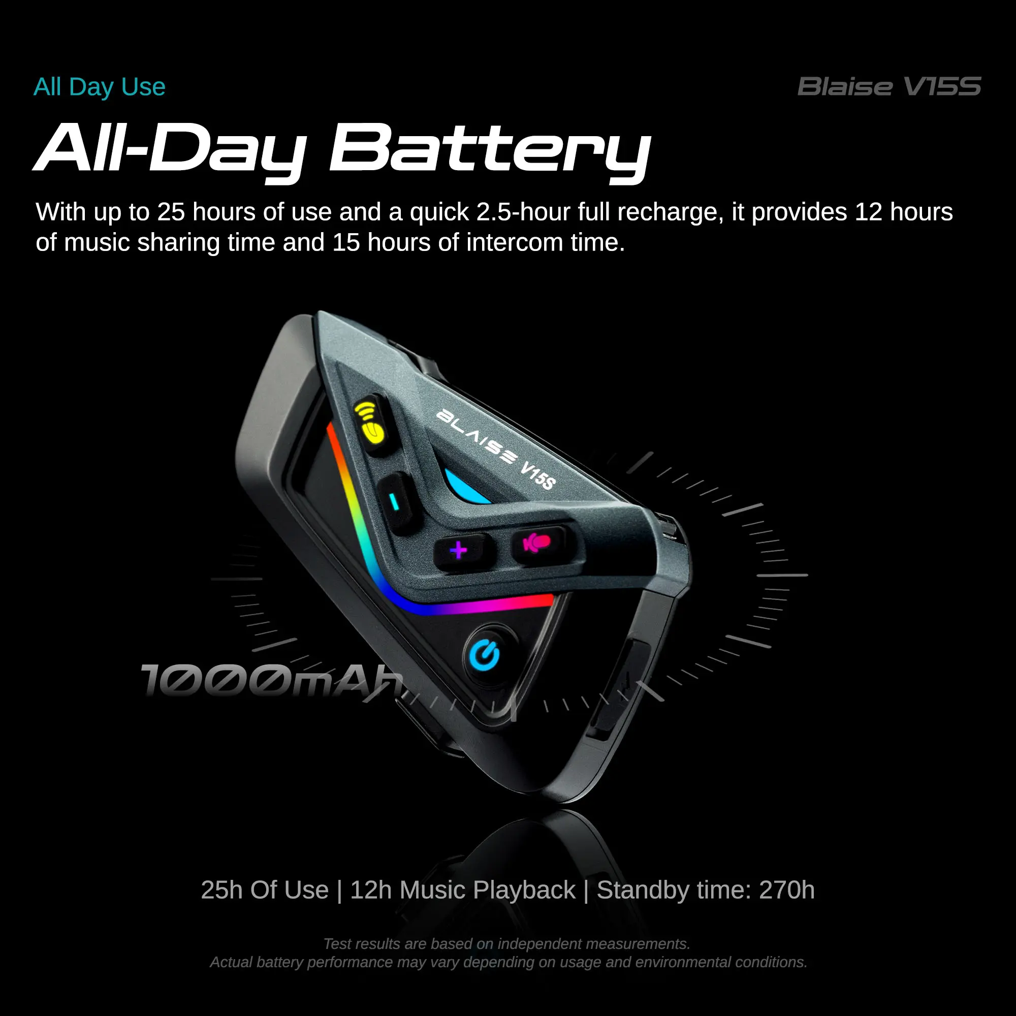 Blaise V15S Motorcycle Bluetooth Headset, 15-Rider MESH Intercom