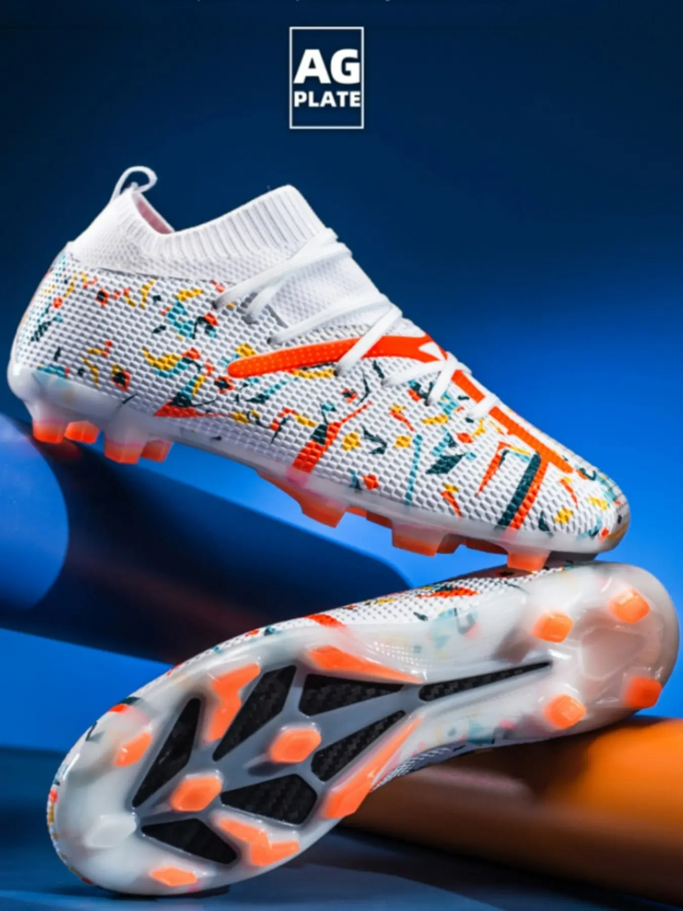 Adult High Performance Football Cleats Size 35-45, Lightweight Lacing Design, Anti-Slip Soft Sole, Suitable for Lawn Fields, TF Soccer Shoes