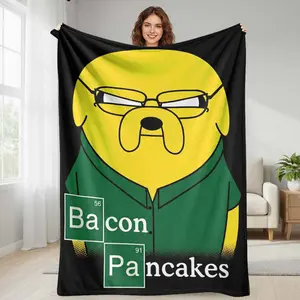 Adventure Time Breaking Bad Flannel Blanket  Soft Warm Microfiber Throw  Cozy Lightweight Decorative Bedding  Perfect for Sofa Office Bedroom Gift Home Lounge