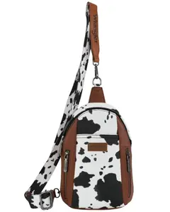 Wrangler Women's Boot Barn Daisy Cow Print Sling Bag - Shy03-210Br