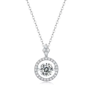 [TW] VVS1 D Color 925 Sterling Silver Dancing GemStone Synthetic Moissanite Necklace 16 inches with a 2 inches extension adjustable chain Gift For Women Birthday For New Year (P13318)