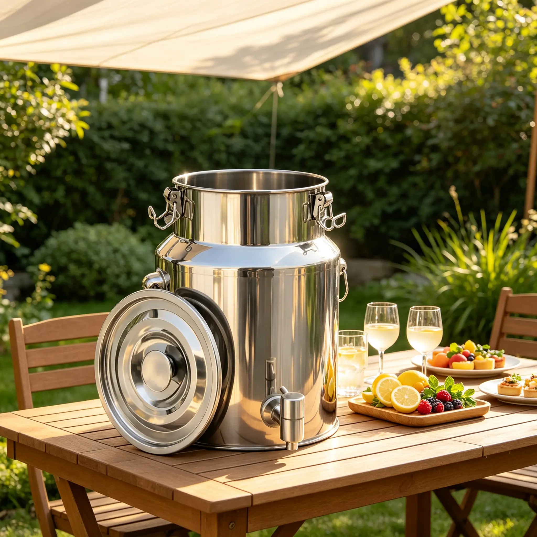 304 Stainless Steel Milk Can, 10L/2.64Gallon Milk Can with Faucet, Metal Water Beverage Drink Dispenser with Sealed Lid for Milk and Wine Liquid Storage (10L)