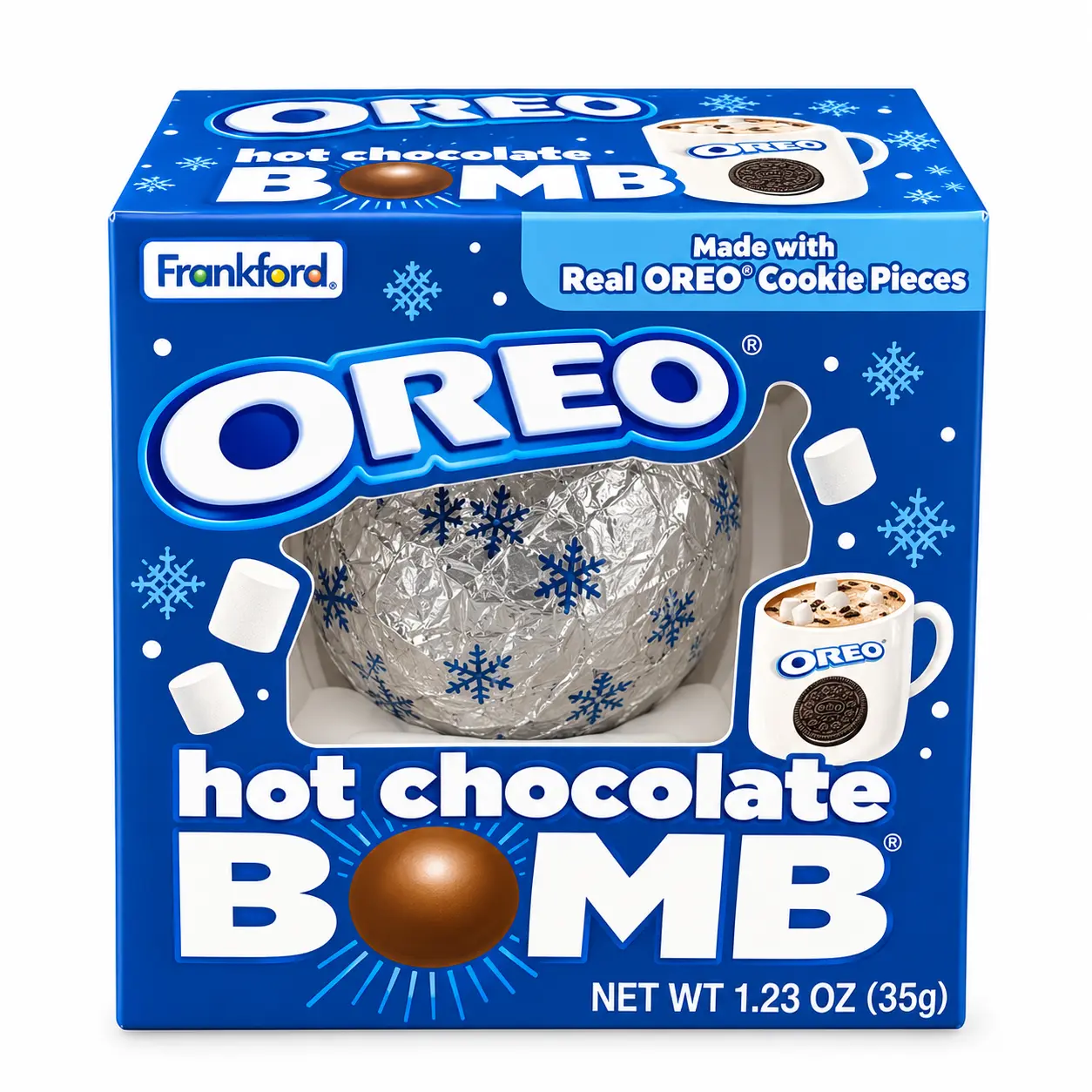Frankford OREO Hot Chocolate Bomb - Made with Real OREO Cookie Pieces - 1.23 oz (35g) - Perfect for Festive Treats