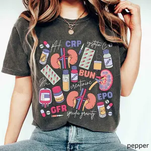 Nephrology Nurse Shirt, Dialysis Tech Urology Nurse T-shirt, Kidney Doctor Tshirt, CNA RN Renal Nursing Medical Laboratory Graduation Gift Comfort Fabric Top Womenswear