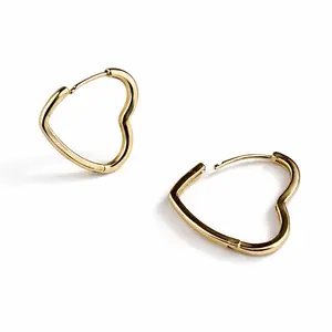 14K Gold Laminated Heart Hoop Earrings – High Quality Fashion Jewelry