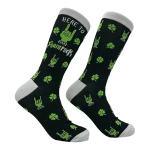 Men's Here to Shamrock Socks Funny Sarcastic St Patricks Day Graphic Novelty Footwear for Men Funny Graphic Socks Comfortable Fitted Spandex Cotton