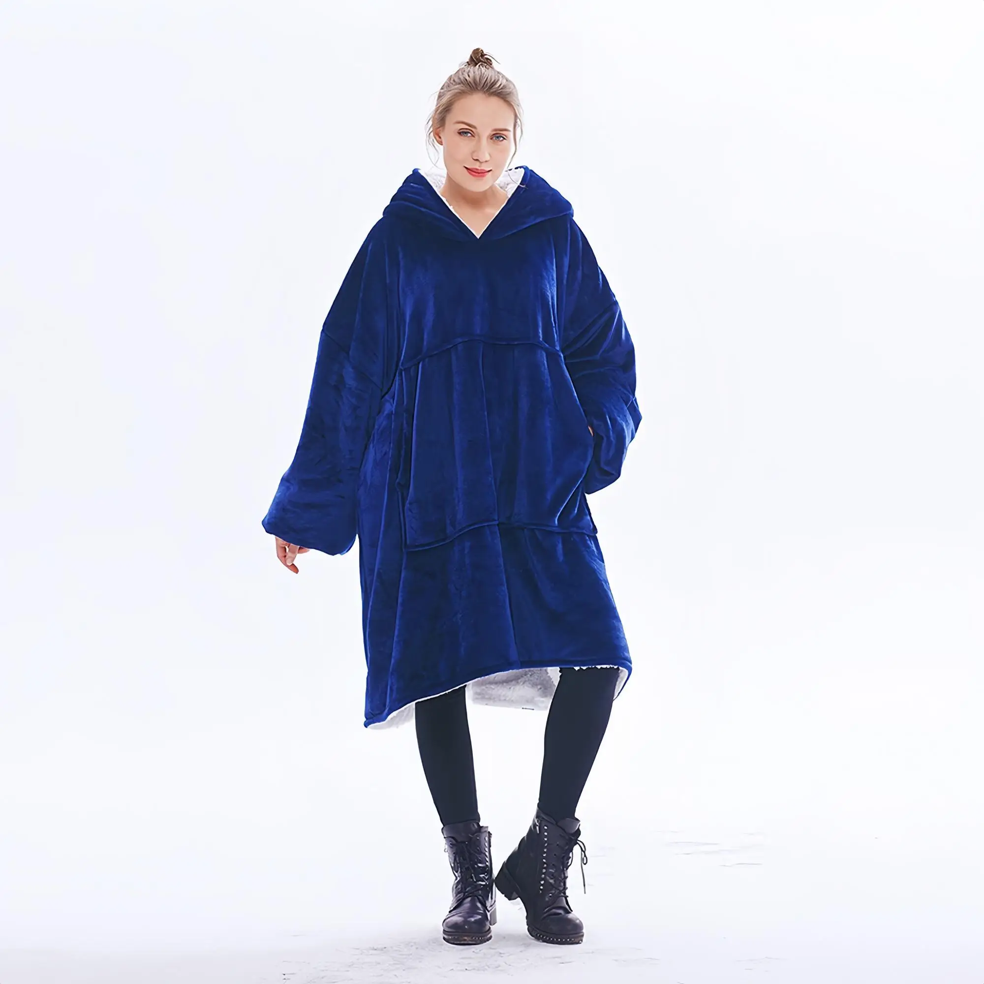 Wearable Blanket, 1 Count Flannels Loungewear for Women, Casual Soft Comfy Warm Hooded Sweatshirt, Oversized Flannel Hoodie Blanket for Women & Men, S