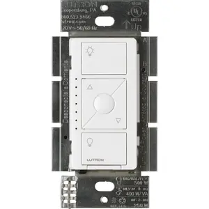 Lutron Caseta Original Smart Dimmer Switch for ELV+ Lighting, Phase Selectable, 250W LED/400VA MLV/500W ELV, Neutral Required, 120V, PD-5NE-WH, White