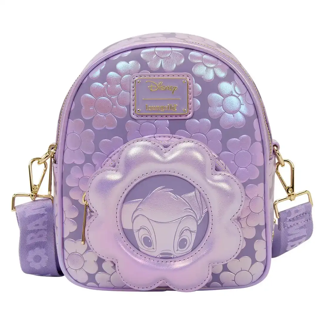 Loungefly Disney Bambi Iridescent Micro Mini Convertible Backpack, Crossbody Functional Bag