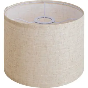 Beige Linen Small Drum Lampshade, 8.66" Top x 8.66" Bottom x 7.87" High Lamp Shade, Lamp Shade Replacement For Table,Floor Lamps,Pendant Light, Handcrafted Lampshade, Easy Assembly